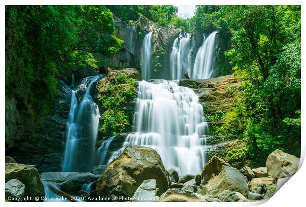 The tapering Nauyaca Waterfalls in Costa rica Print by Chris Rabe