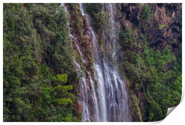 Gauyabo Falls in the Cuban Mountains Print by Paul Smith