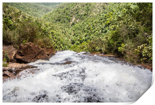 On top of the waterfall at Guayabo Falls Cuba Print by Paul Smith