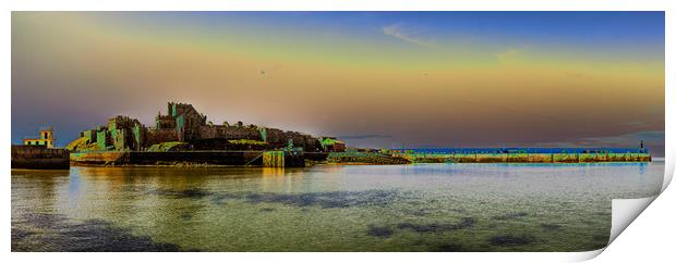 Peel Castle, Isle of Man with Solarized Filter Print by Paul Smith