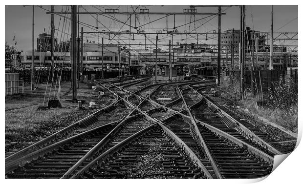 Abstract Black and White of a railway junction Print by Martin Bowra
