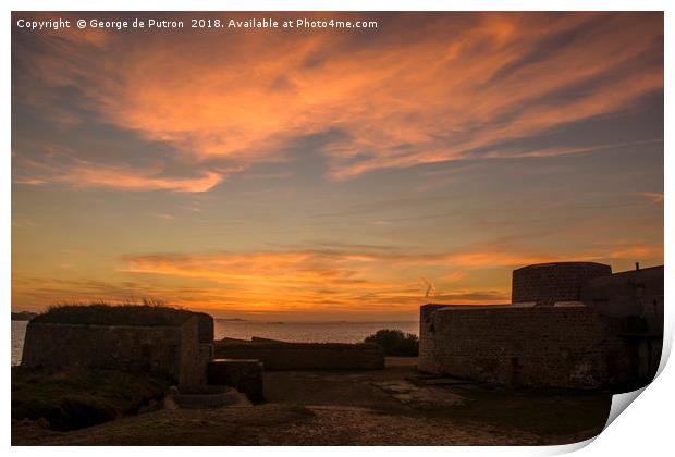 Sunset over Fort Hommet . Print by George de Putron