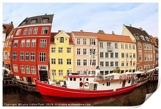 Copenhagen, Nyhavn harbor fish-eye Print by Luisa Vallon Fumi