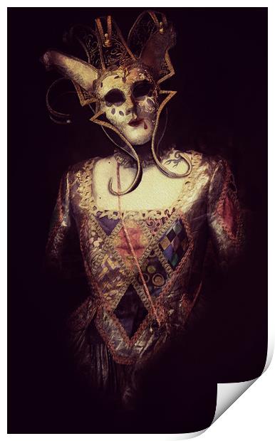 Venice carnival, spooky Baroque vampire Venetian m Print by Luisa Vallon Fumi