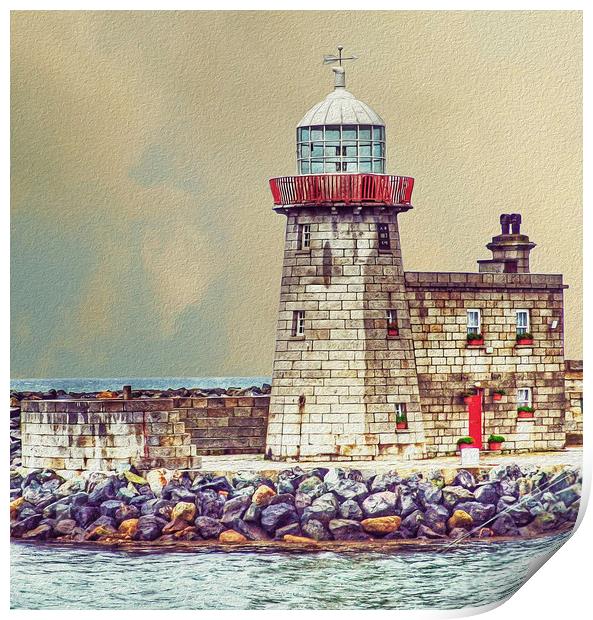 Dublin, Howth Harbour lighthouse, digital art Print by Luisa Vallon Fumi