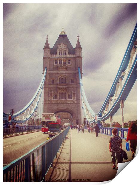 London, traffic on Tower bridge  Print by Luisa Vallon Fumi