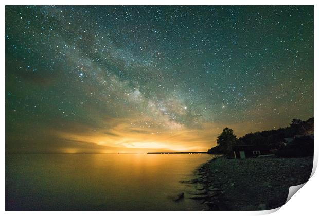Brilliant milky Way and stars over the Dyer's bay, Print by Claire Smith