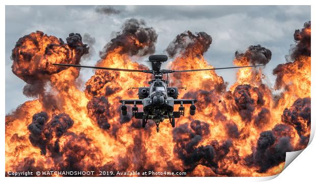 Apache fireball explosion Print by WATCHANDSHOOT 