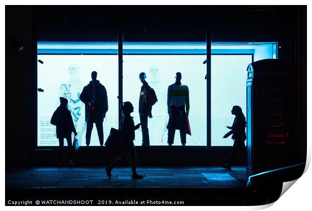 Figures of the night - London West End shoppers Print by WATCHANDSHOOT 
