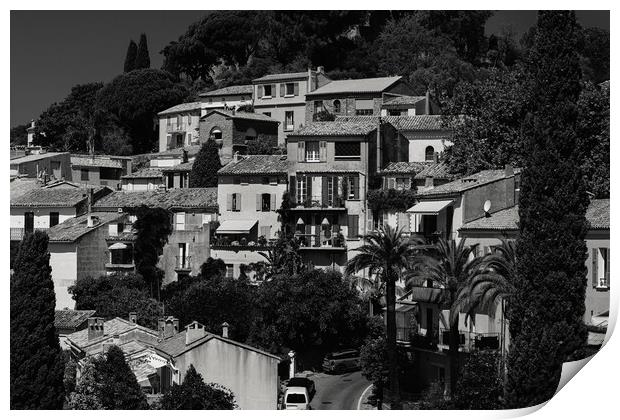 Black and white view on Bormes-les-Mimosas Print by youri Mahieu