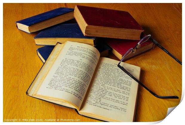 Stack of Antique Books and Spectacles 2 Print by Mike Dale