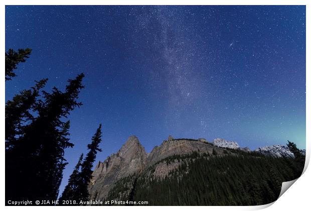 Canadian Rocky Mountains nightscape Print by JIA HE