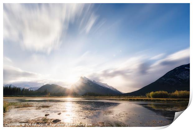 Vermilion lakes sunrise, Banff national park, Albe Print by JIA HE