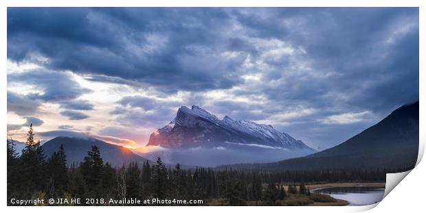 Vermilion lakes sunrise, Banff national park Print by JIA HE
