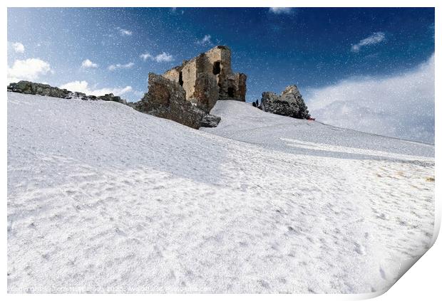 Enchanting Duffus Castle in the Snow Print by Tom McPherson