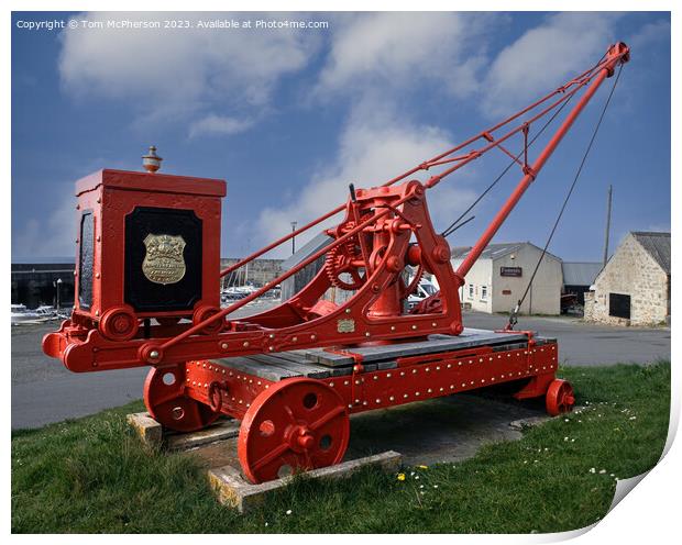 A Timeless Relic: Hopeman Harbour's Restored Crane Print by Tom McPherson