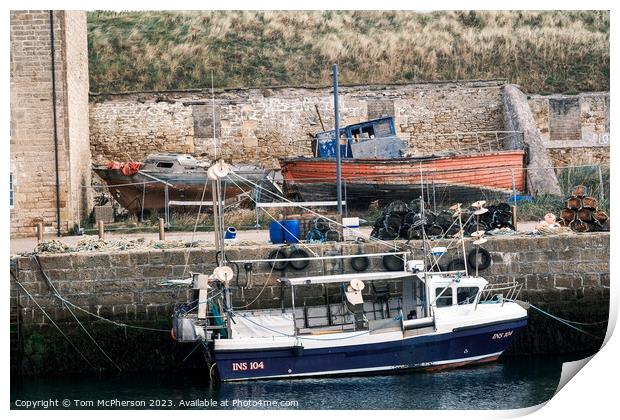 Rustic Harmony at Burghead Harbour Print by Tom McPherson