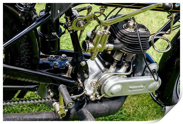 Vintage Triumph Motorcycle: Engine Exposed Print by Tom McPherson