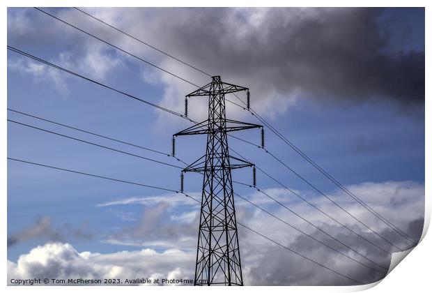 Power Lines: Cloudy Sky Symphony Print by Tom McPherson