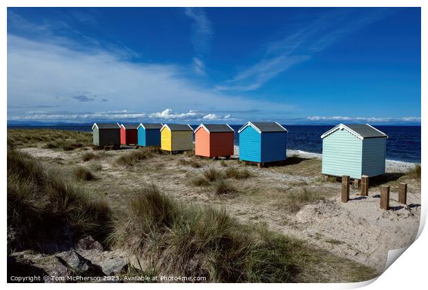 Vibrant Findhorn Beach Huts Print by Tom McPherson