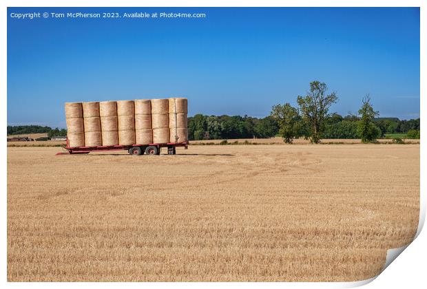 Harvest Shadows: Duffus Field's Hay Bales Print by Tom McPherson