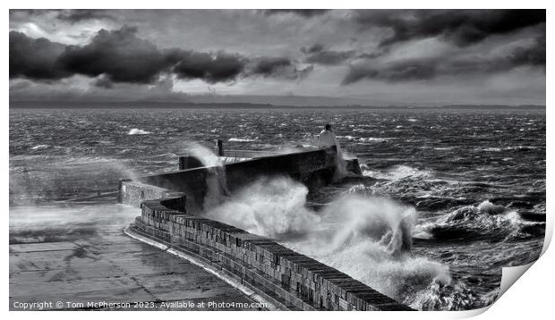 Sea storm at Burghead Print by Tom McPherson