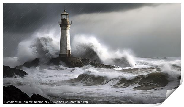 Sea storm on the Moray Firth Print by Tom McPherson