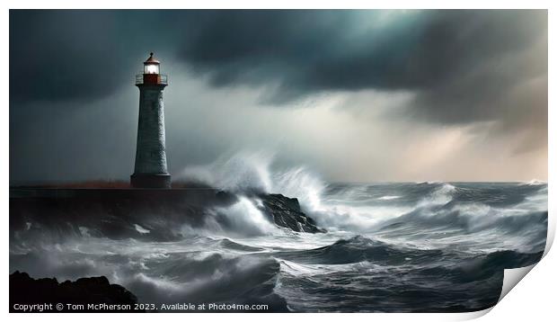 Sea storm on the Moray Firth. Print by Tom McPherson