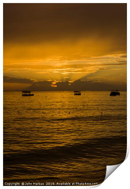 Sunset in Barbados Print by John Harkus