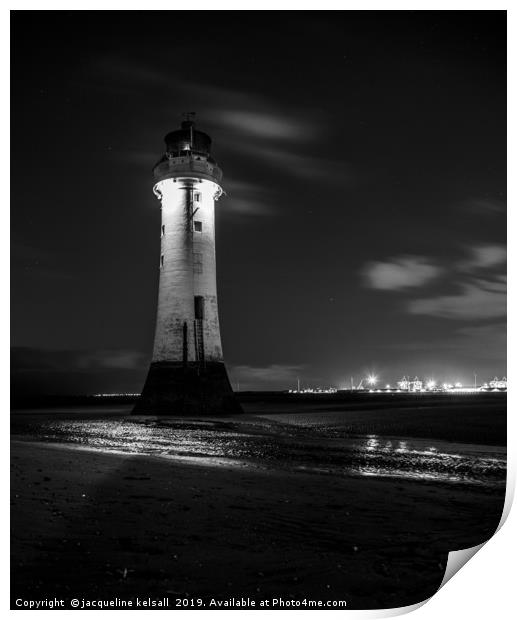 Perch Rock Lighthouse . New Brighton . Wirral Print by jacqueline kelsall