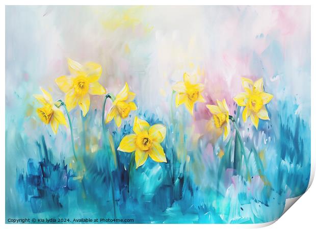 Daffodil Water colour Print by Kia lydia