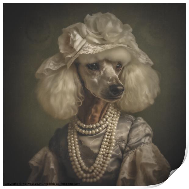 Poodle portrait  Print by Kia lydia