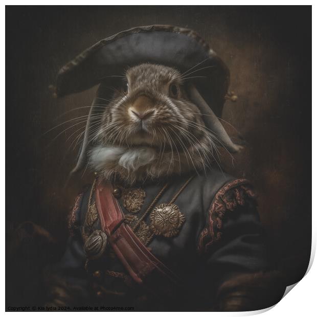 Mini Lop Rabbit Pirate Print by Kia lydia