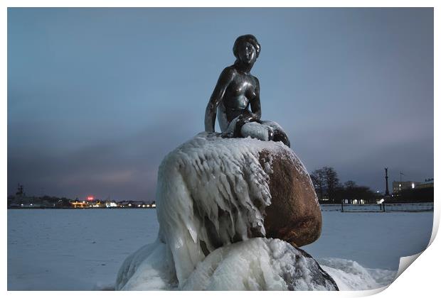 Frozen statue of The Little Mermaid Print by Dalius Baranauskas