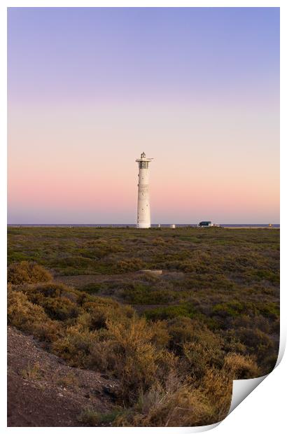 Sunset over Lighthouse, Fuerteventura Print by Steven Fleck