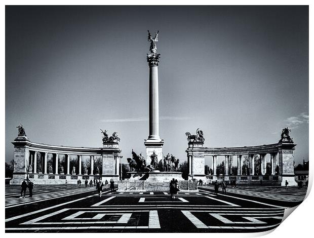 Heroes Square, Budapest. Print by David Jeffery