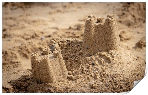 Sandcastles on the Beach Print by David Jeffery