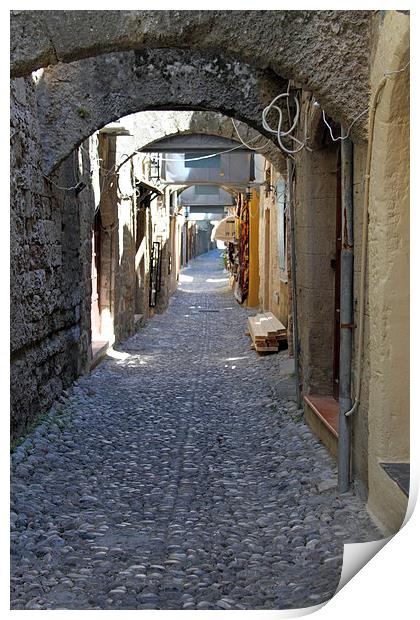  cobbled streets of rhodes Print by mark philpott