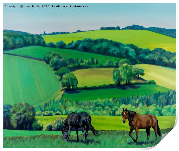 Summer Grazing: Triptych (central) Print by Lisa Hands