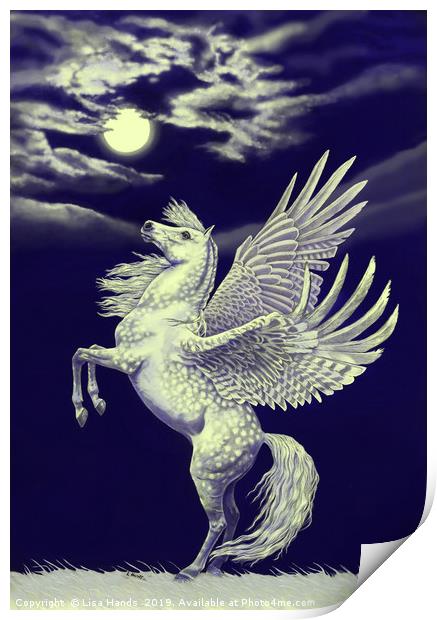Moon Stallion - a tinge of gold Print by Lisa Hands