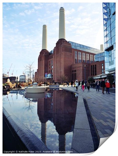 Battersea Power Station with reflection Print by Nathalie Hales