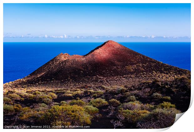 Volcano cinder cone in the Island of La Palma Print by Juan Jimenez
