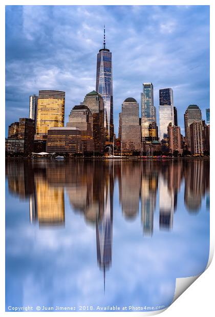 Cityscape of Financial District of New York Print by Juan Jimenez