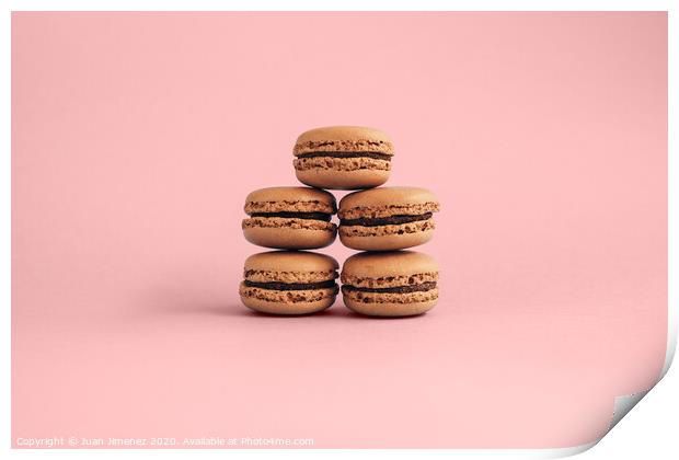 Macaroons isolated on pink background  Print by Juan Jimenez