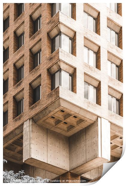 Brutalism Style Apartment Building Print by Juan Jimenez