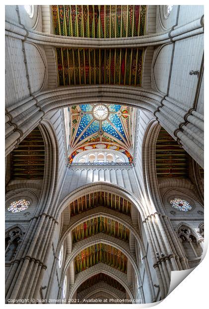 Interior of the Madrid Cathedral Santa Maria la Real de La Almud Print by Juan Jimenez