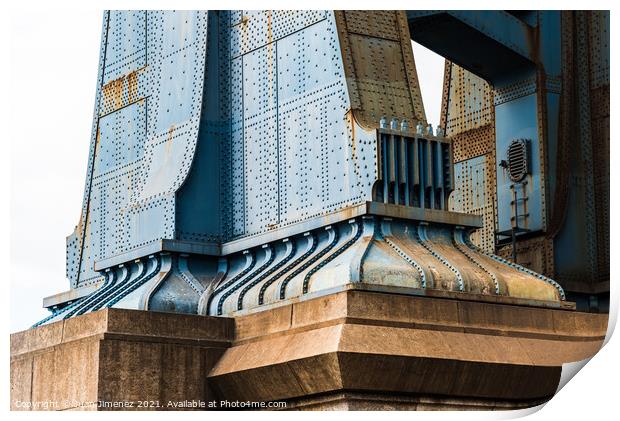 Detail of Pillar of Manhattan Bridge in New York City. Steel Abu Print by Juan Jimenez