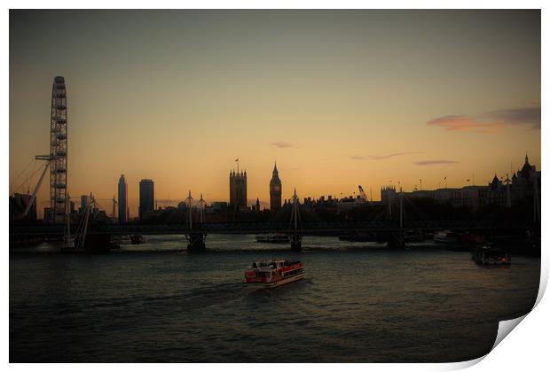 Sunset over London Print by Neil Greenhalgh