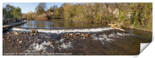 Bakewell Horseshoe River Weir Panoramic  Print by Holly Burgess