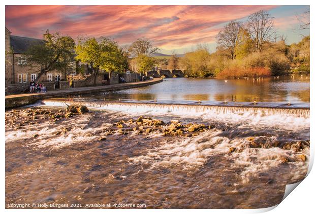 Bakewell river wye taken at sunset  Print by Holly Burgess